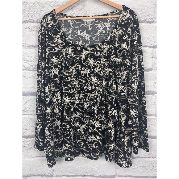 Dressbarn Women 3X Artsy Maximalist Boho Whimsigoth Abstract Ruffle Tunic Blouse - Picture 3 of 12
